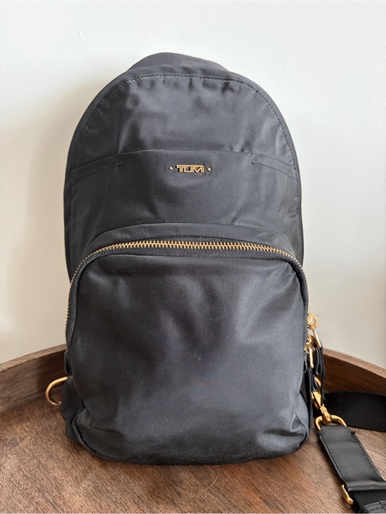 Tumi Handbags - TUMI Voyageur Nadia Convertible Backpack/Sling – Black Nylon Gold Hardware